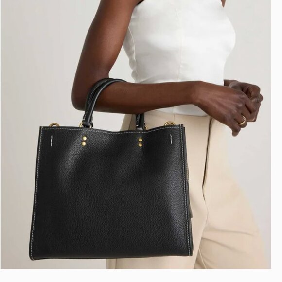 Quince Handbags - New QUINCE Italian Leather Medium Convertible Satchel bag Black